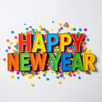 Happy New Year colorful confetti
