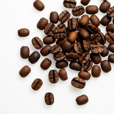 Roasted Coffee Beans on White Background