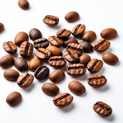 Roasted Coffee Beans on White Background