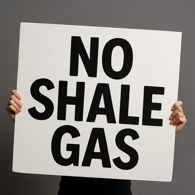 Woman holding No Shale Gas sign