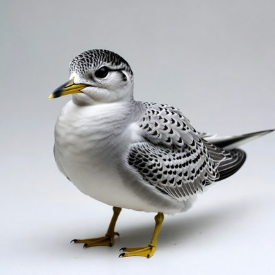 Black Tern Standing on White Background