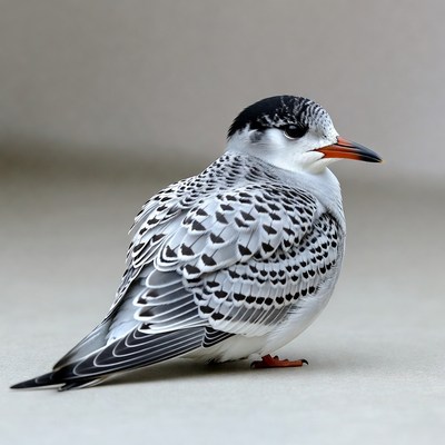 Black Tern standing on white background