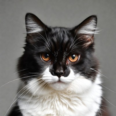 Black and white cat close-up