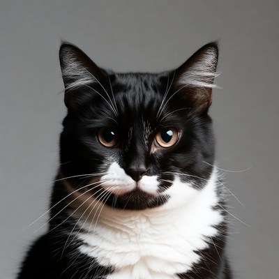 Black cat with white mustache