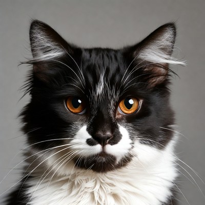 Close-up black cat with orange eyes