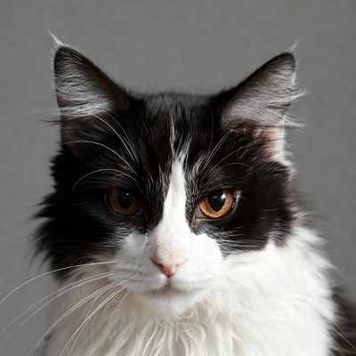 Black and white cat close-up