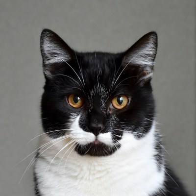 Black cat with white mustache