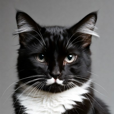 Black cat with white whiskers