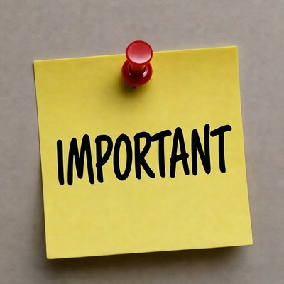 Important Yellow Sticky Note Pinned