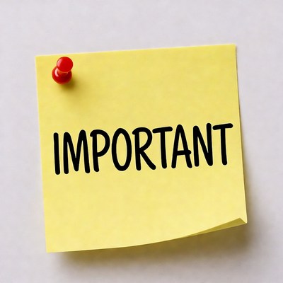 Important Yellow Sticky Note Pinned