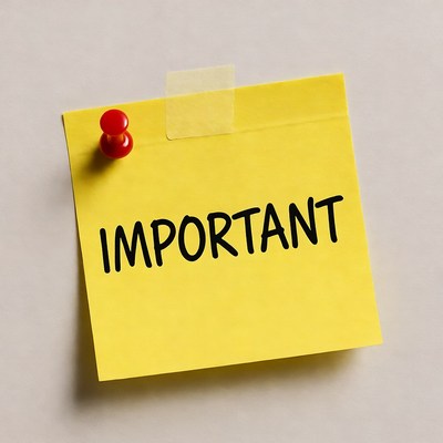 Yellow Important Note Pinned