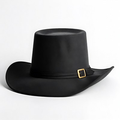Black Top Hat with Brim