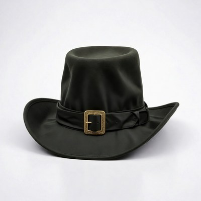 Black Leather Pilgrim Hat