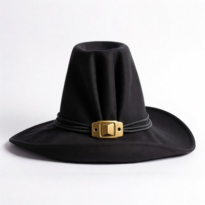 Black cowboy hat with gold buckle