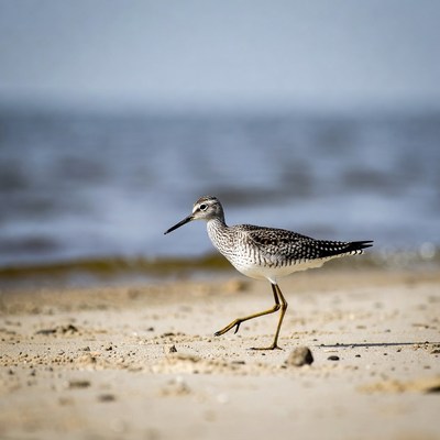 Spotted Sandpiper walking on beach