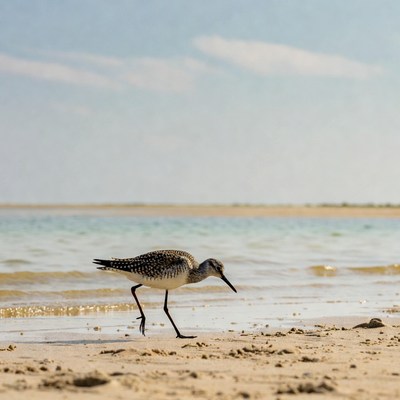 Spotted Sandpiper walking on beach