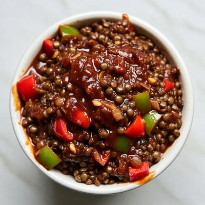 Lentil stew with peppers