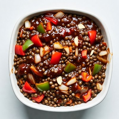 Lentil dish with peppers and onions