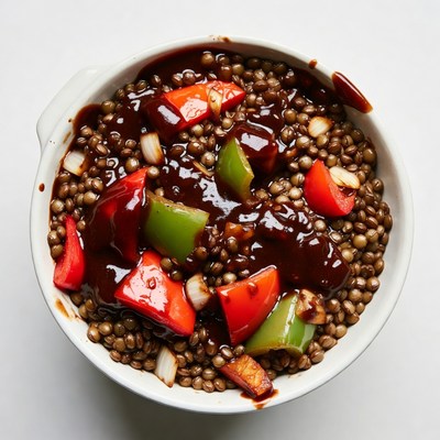 Lentils with peppers in sauce