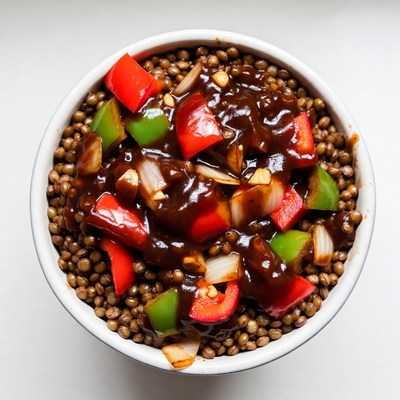 Lentils with Peppers and Sauce