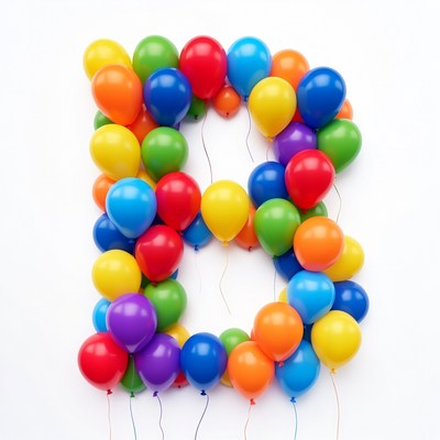Colorful Balloons Forming Letter B