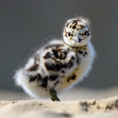 Fluffy Plover Chick on Sand