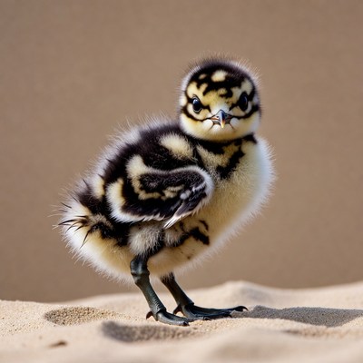 Killdeer chick standing on sand
