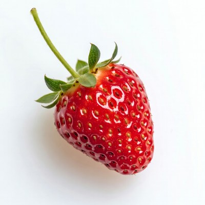 Fresh strawberry with green stem
