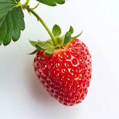 Fresh strawberry with green leaves