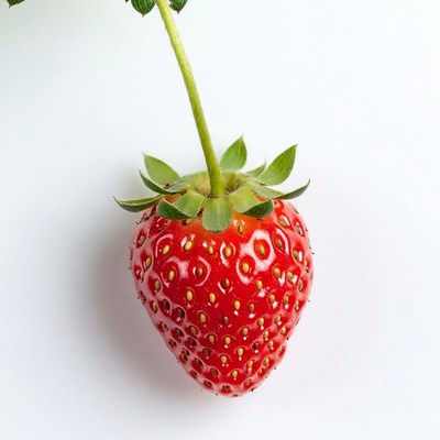 Fresh strawberry with green stem