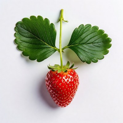 Strawberry with green leaves