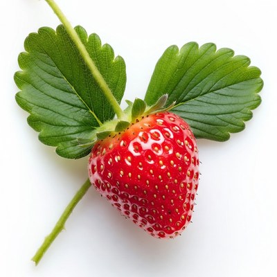 Fresh strawberry with green leaves