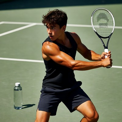 Young man playing tennis