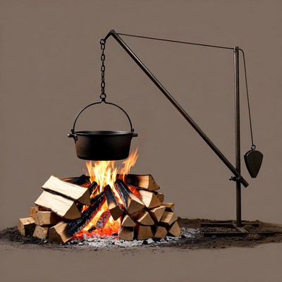 Campfire with Suspended Cauldron