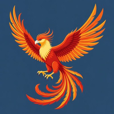 Fiery Phoenix Flying Illustration