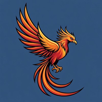 Fiery Phoenix Flying Illustration