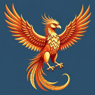 Golden Phoenix with Spread Wings