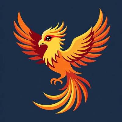 Fiery Phoenix Illustration Flying
