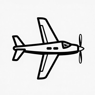 Propeller Airplane Line Art