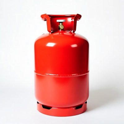 Red gas cylinder isolated