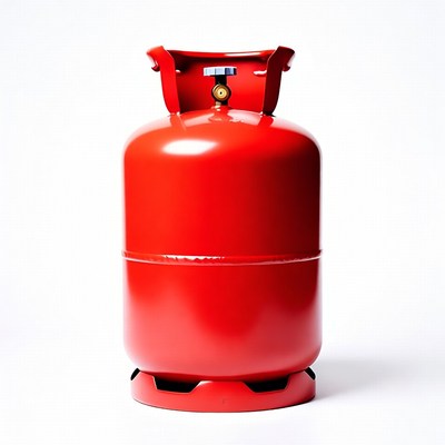 Red Gas Cylinder on White Background