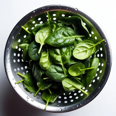 Fresh Spinach in Colander