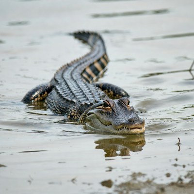 Alligator swimming in water