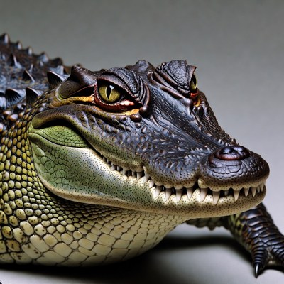 Close-up alligator with open mouth