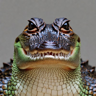 Close-up alligator head with open mouth