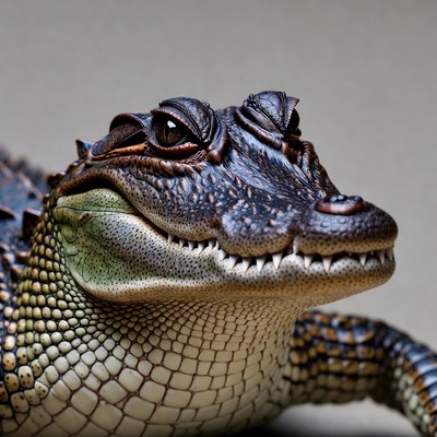 Close-up alligator head