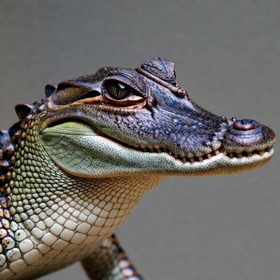 Close-up alligator head portrait