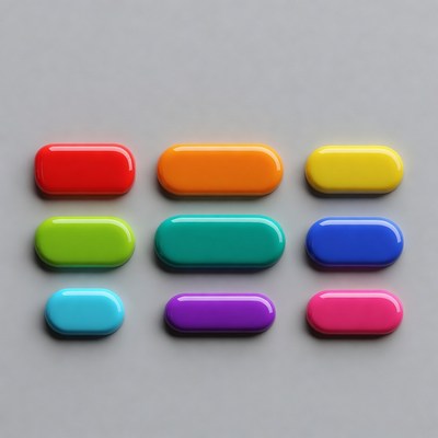 Rainbow Colored Oval Buttons