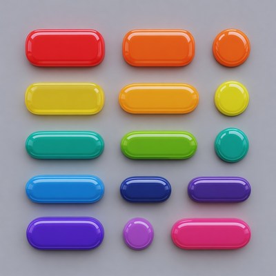 Colorful 3D Buttons on Gray Background