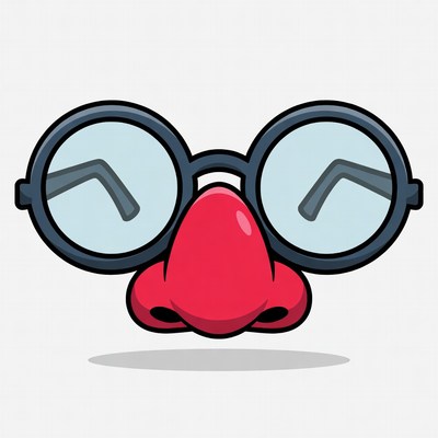 Cartoon Glasses with Red Nose